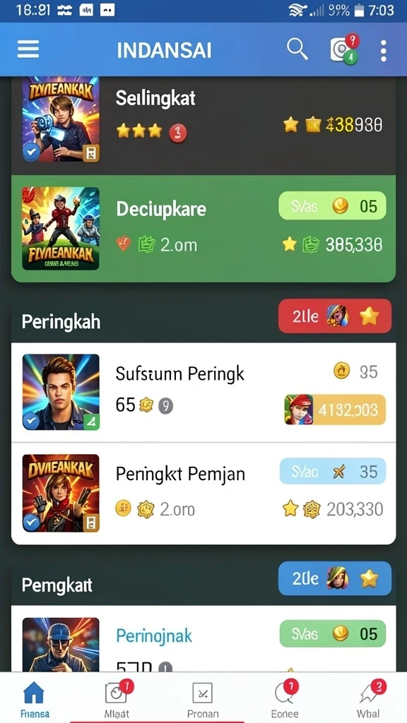 Tantangan harian yang menambah keseruan bermain.