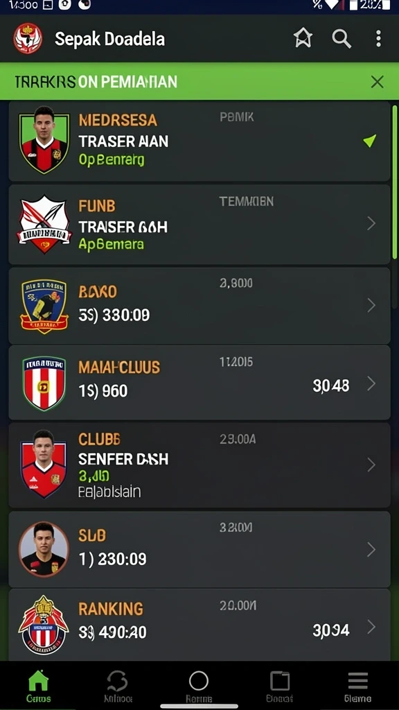 Berbagai pilihan permainan yang tersedia dalam aplikasi.