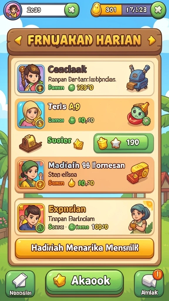 Tampilan menu utama yang intuitif dan menarik.