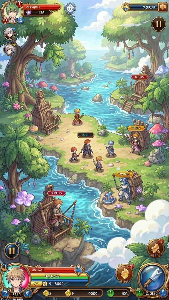 Pemandangan indah dari lingkungan game yang luas.